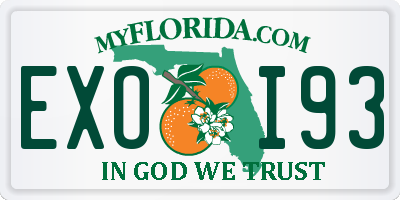 FL license plate EXOI93