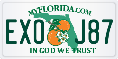 FL license plate EXOJ87