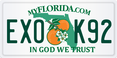 FL license plate EXOK92