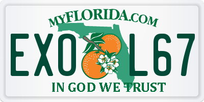 FL license plate EXOL67