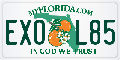 FL license plate EXOL85