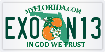 FL license plate EXON13