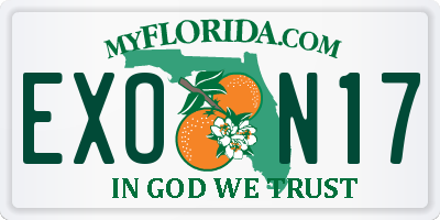FL license plate EXON17