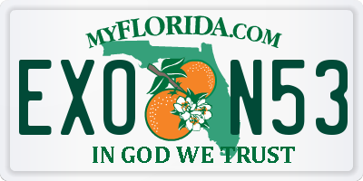 FL license plate EXON53