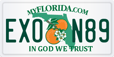 FL license plate EXON89