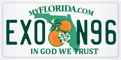 FL license plate EXON96