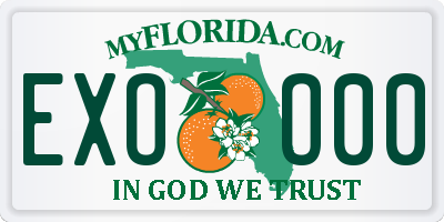 FL license plate EXOO00