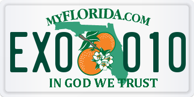 FL license plate EXOO10