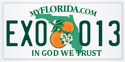 FL license plate EXOO13