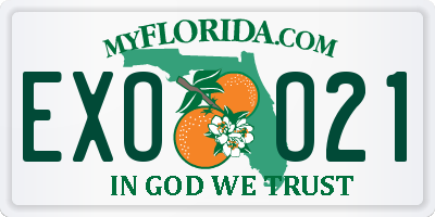 FL license plate EXOO21
