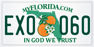 FL license plate EXOO60