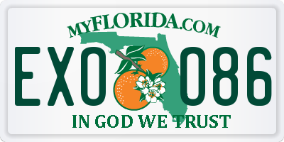 FL license plate EXOO86