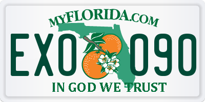 FL license plate EXOO90