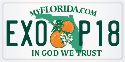 FL license plate EXOP18