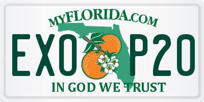 FL license plate EXOP20