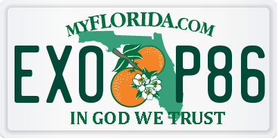 FL license plate EXOP86