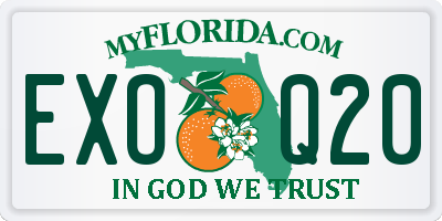 FL license plate EXOQ20