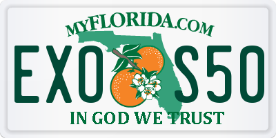 FL license plate EXOS50