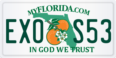 FL license plate EXOS53