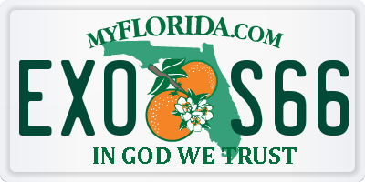FL license plate EXOS66