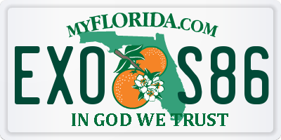 FL license plate EXOS86