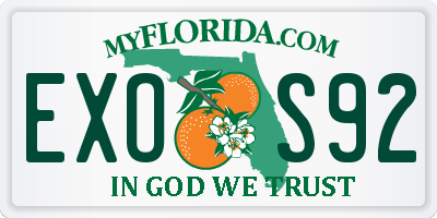 FL license plate EXOS92