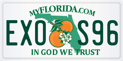 FL license plate EXOS96