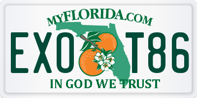 FL license plate EXOT86