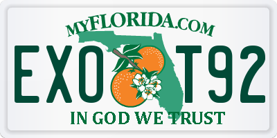 FL license plate EXOT92