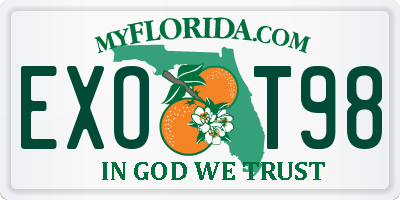 FL license plate EXOT98