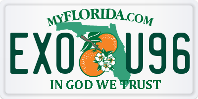 FL license plate EXOU96