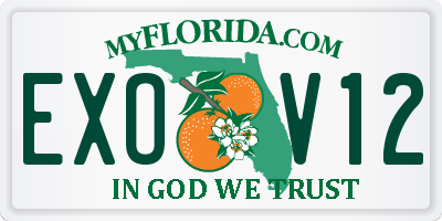 FL license plate EXOV12
