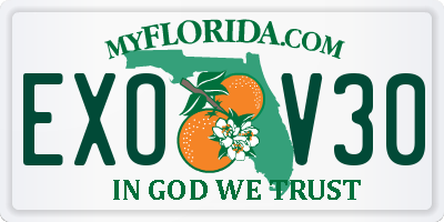 FL license plate EXOV30