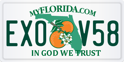 FL license plate EXOV58