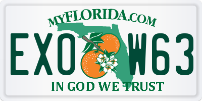FL license plate EXOW63