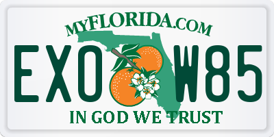 FL license plate EXOW85