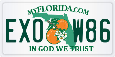 FL license plate EXOW86