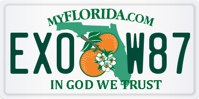 FL license plate EXOW87
