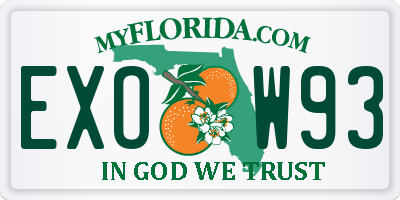 FL license plate EXOW93