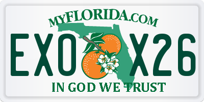 FL license plate EXOX26