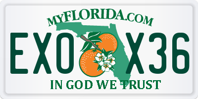 FL license plate EXOX36