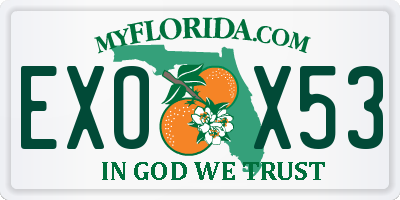 FL license plate EXOX53