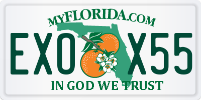 FL license plate EXOX55