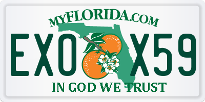FL license plate EXOX59