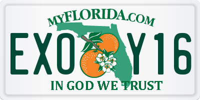 FL license plate EXOY16