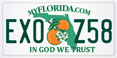 FL license plate EXOZ58