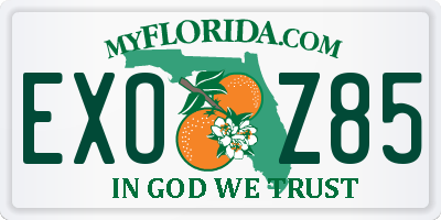 FL license plate EXOZ85