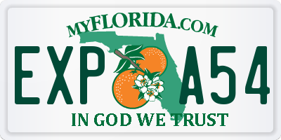 FL license plate EXPA54