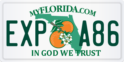 FL license plate EXPA86