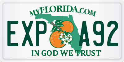 FL license plate EXPA92